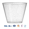 9 OZ Disposable Glass Plastic Gold/Silver Glitter Wine Cup