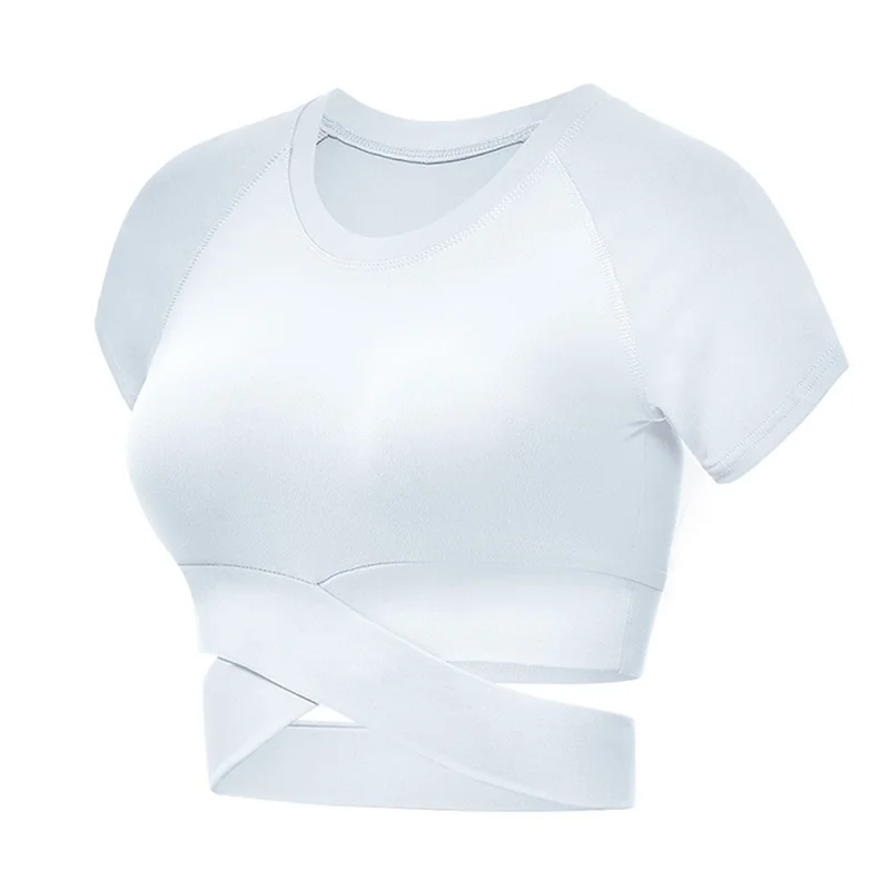 

Yoga Jacket Athletic short Sleeve Running Top with Thumb Holes yoga shirts women, White;black;blue
