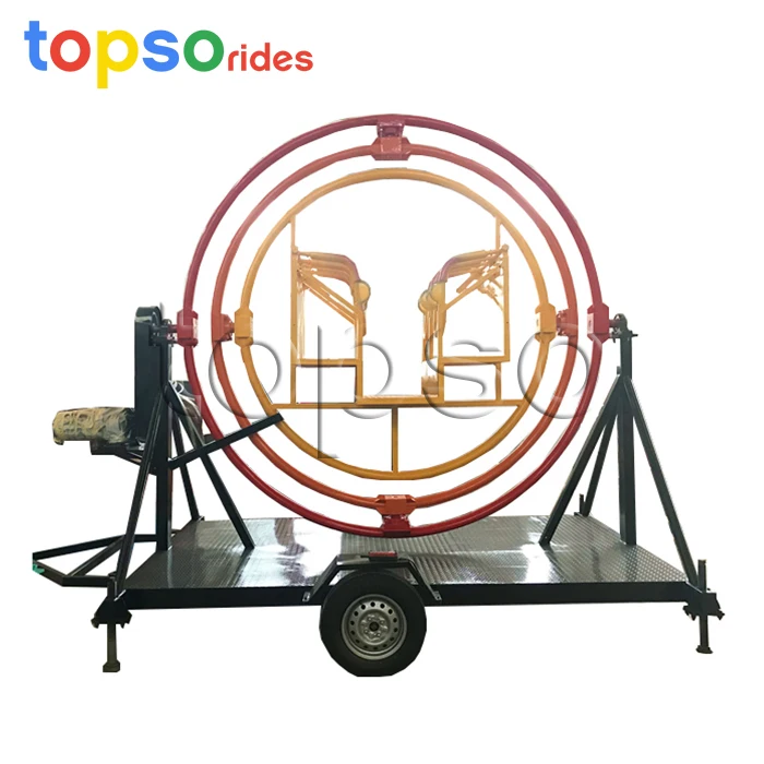 

Hot Sale Mobile Park Rides Portable Human Gyroscope Amusement Rides With Trailer, Customized color