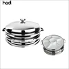 Restaurant kitchen equipment malaysia porcelain food warmer steel round chafing dish with ceramic dishes