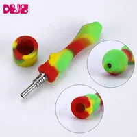 

Easy Cleaning Silicone Smoking Pipe with Titanium nail Dabber Rig Custom Nectar Logo Collector