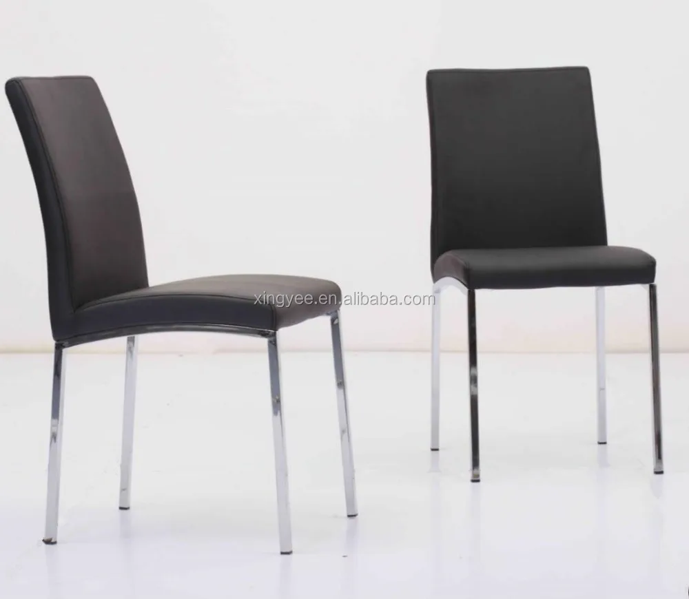 Modern living dining room chairs furnitures house brushed stainless steel PU upholstery synthetic leather dining chair