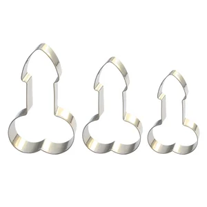 Image of 2019 Valentine Set of 3 Penis Shape Stainless Steel JJ Cookie Cutter Set, Cake Fondant Adult Biscuits Tools