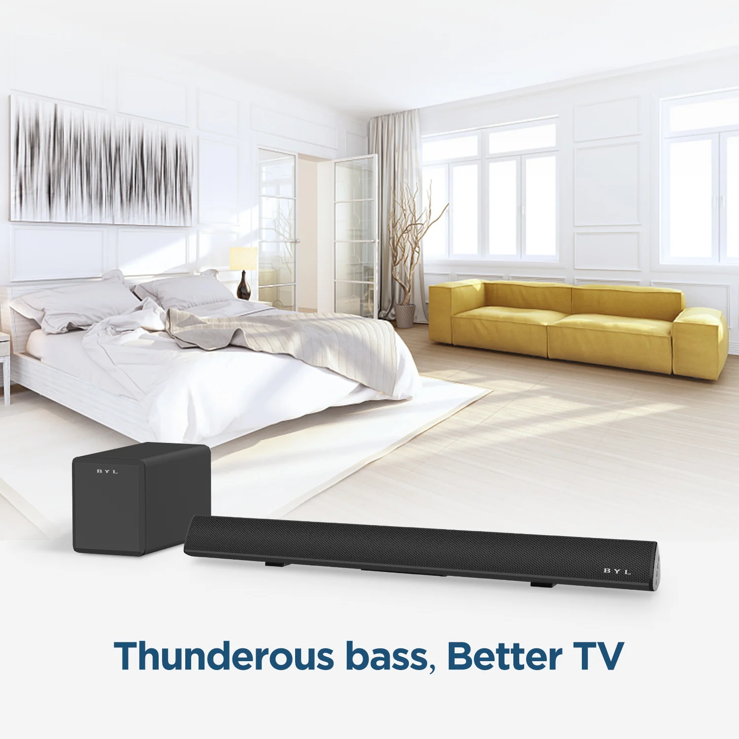 Portable sound bar with Subwoofer for Home TV/Cellphone/Home Theatre