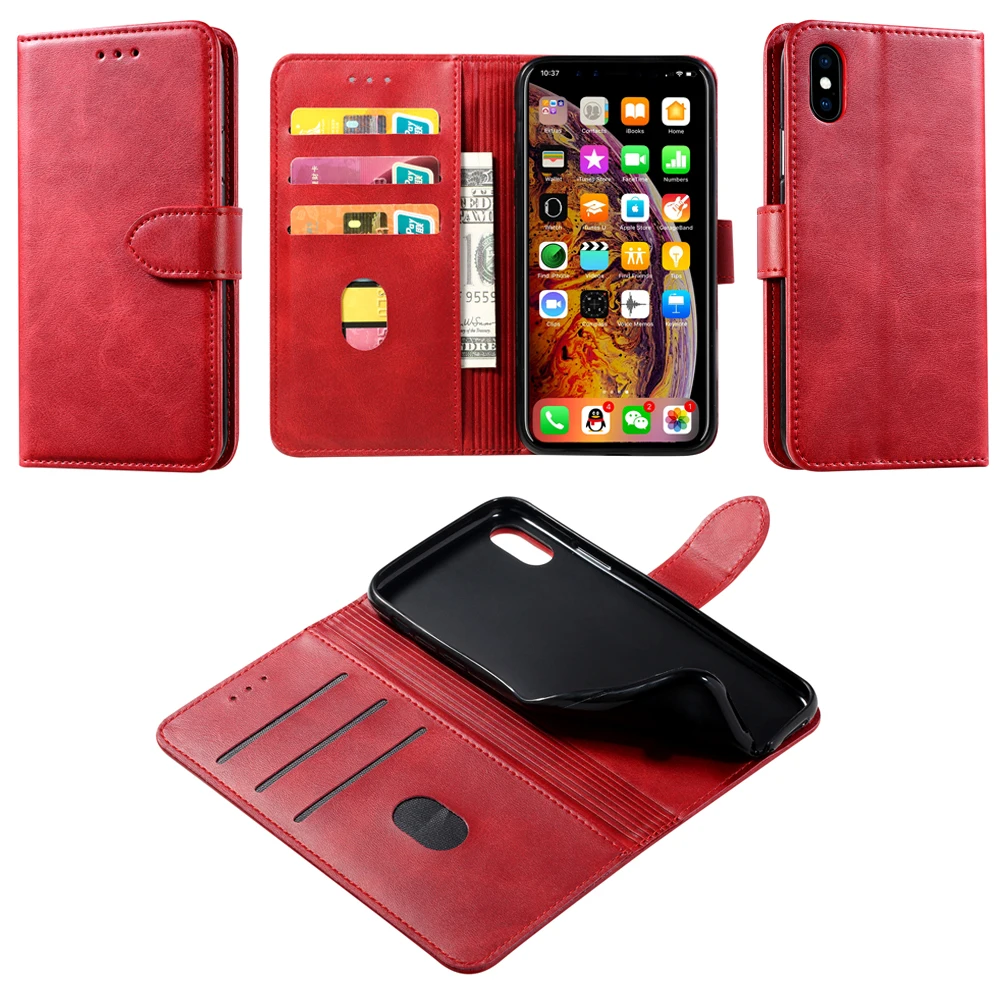 

high quality flip leather phone case for iPhone X/Xs/Xr/Xs Max/6/7/8/6P/7P/8P cell phone case for Samsung S10/S10 Lite/S10 Plus