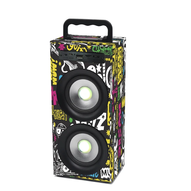 Outdoor Portable Party Graffiti Wooden Speaker Audio Player Use Computer Mobile Phone Wireless Bluetooths Speakers - ANKUX.COM