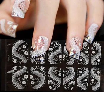 black lace nail stickers