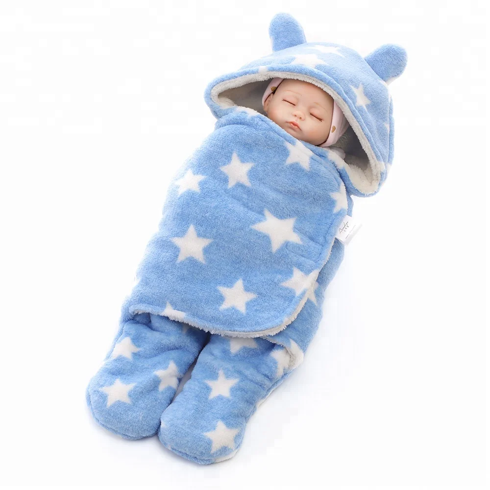 
Soft Knitted Fleece Hood Newborn Baby Wrap Swaddle Blanket 