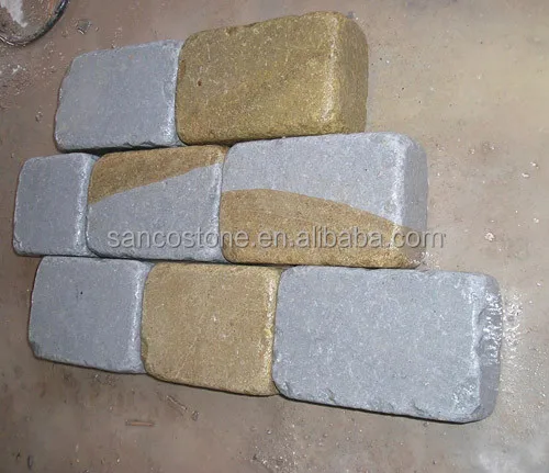 
Double color Sandstone Cubes Paving stone landscaping stone,all sides cut and tumbled 