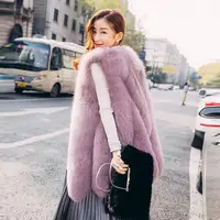 

Luxury ladies Faux Fur jacket mutil-colors big size S-XXXXL overcoat medium length fox feather Vest winter coat for women 2018