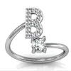 Wholesale Silver Crystal Rhinestone Alphabet P H M Design G Finger J D R B Z F T Key Y S Initial Letter Ring