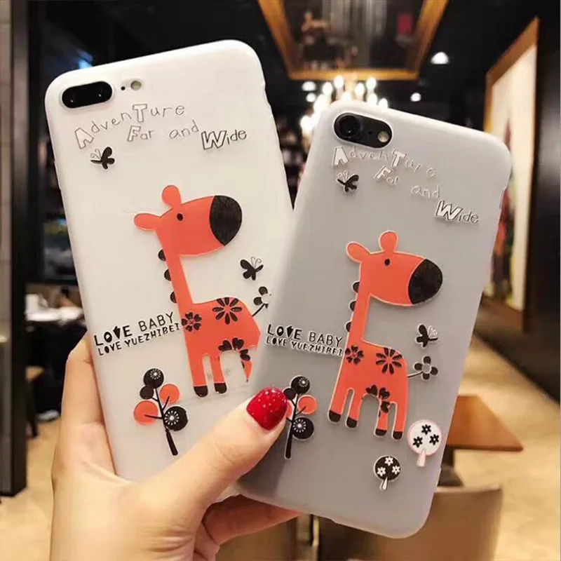 

Cute Cartoon Elephant Pattern Phone Case For iPhone 8 5s SE 6 6s 7 Plus Lovely Animal Giraffe TPU Silicone Back Cover