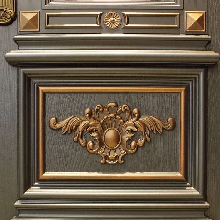 cast aluminum quality main entrance unequal double door for