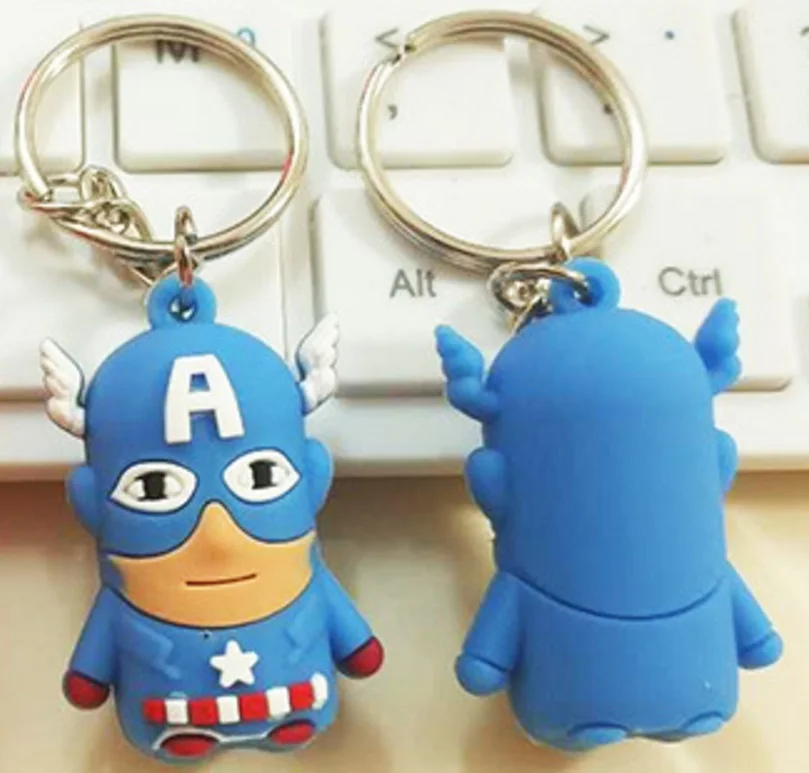 
Chinese Supplier Mini Figure Anime PVC 3D Super Hero Captain America Iron man Key chain 