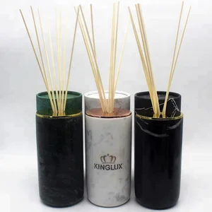 Image of Kinglux 200ml Luxury Marble Holder Aroma Reed Diffuser with Rattan Sticks and Marble Look Gift Box