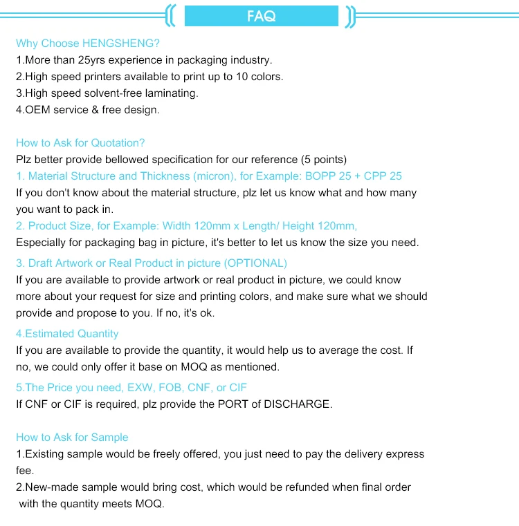FDA Food Grad Custom Printed 3 Side Heat Seal Plastic Bag