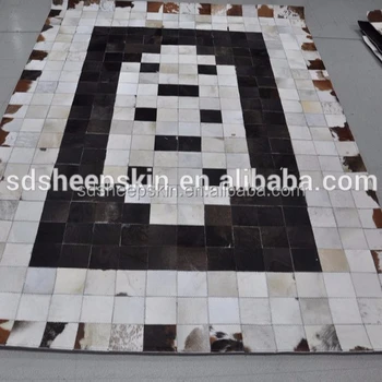 Genuine Nature Patchwork Cowhide Carpet Cow Hair On Leather