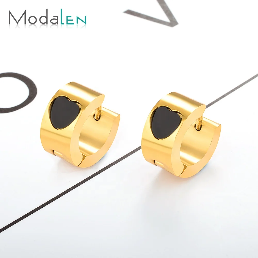 

Modalen Hot Sale Simple Hoop Heart Gold Steel Stainless Cuff Earring, 18k gold earrings