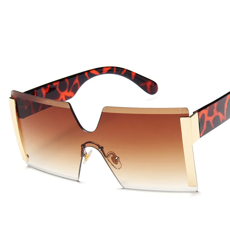 

China wholesale integral plastic square sun glasses big shades women men rimless fashion oversized sunglasses