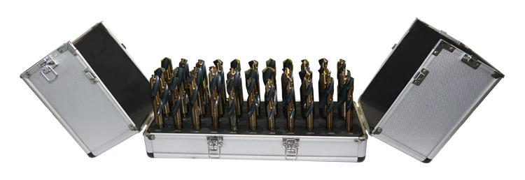 33Pcs Large Size 1/2 Inch Reduced Shank Silver and Deming Drill Bit Set for Metal in Aluminium Box