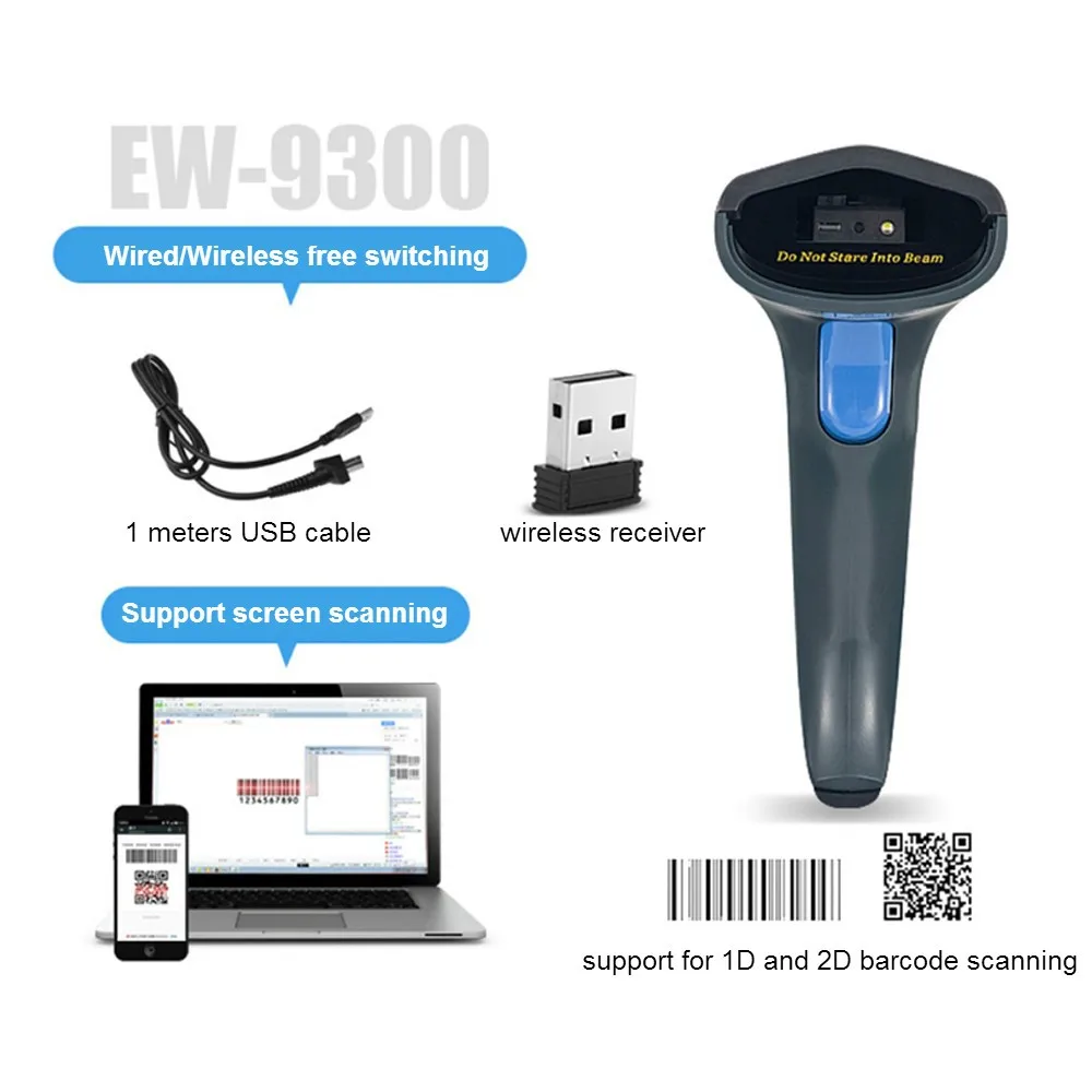 Baoshare Portable Barcode Scanner With Memory 2d Wireless Barcode
