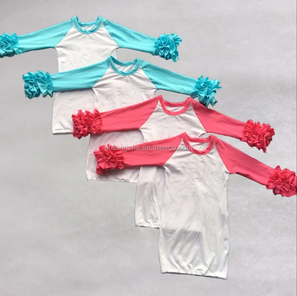 

YY-135 baby sleeping gown ruffle raglan gowns kids girls cotton long dresses, As picture