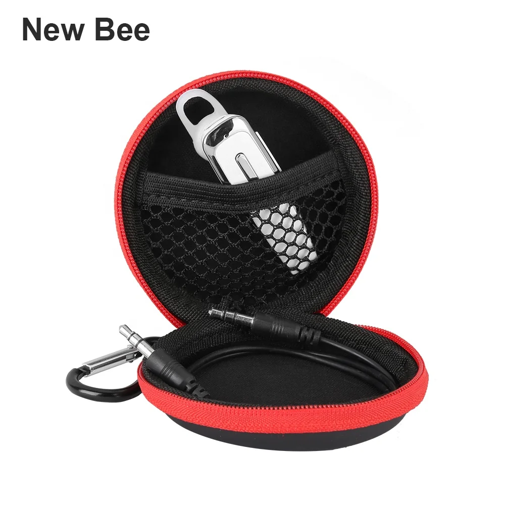 

High quality Portable Small Round Eva Zip Carrying Case For Headphones, Black & red