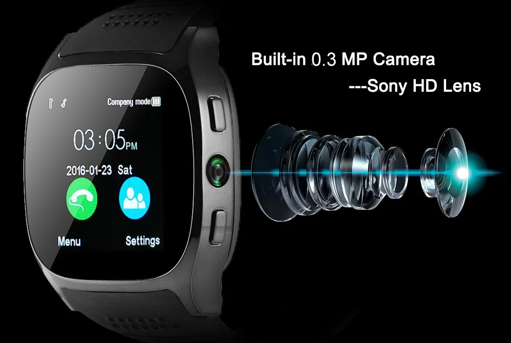 Stepfly T8 Bluetooth Smart Watch With Camera Facebook Whatsapp Support SIM TF Card Call Smartwatch For Android Phone PK DZ09 Q18