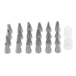 Image of 24PCS/Set Craft Cream Flower Cake Decorating Kit Pastry Nozzles Icing Piping Bag Stainless Steel Tips DIY Cupcake Baking Tools