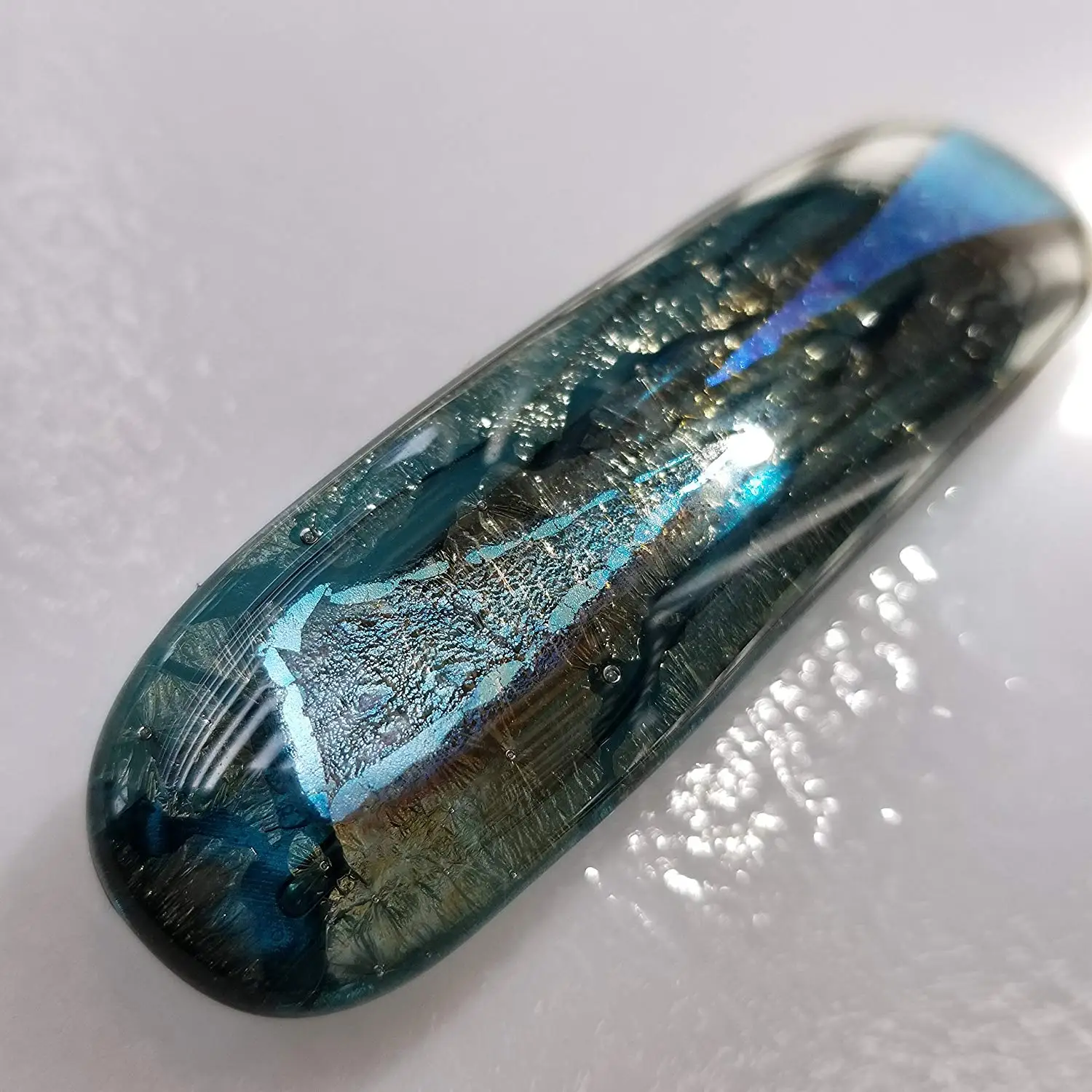 Buy Abstract Iridized Teal Fused Glass Hair Barrette For Thick