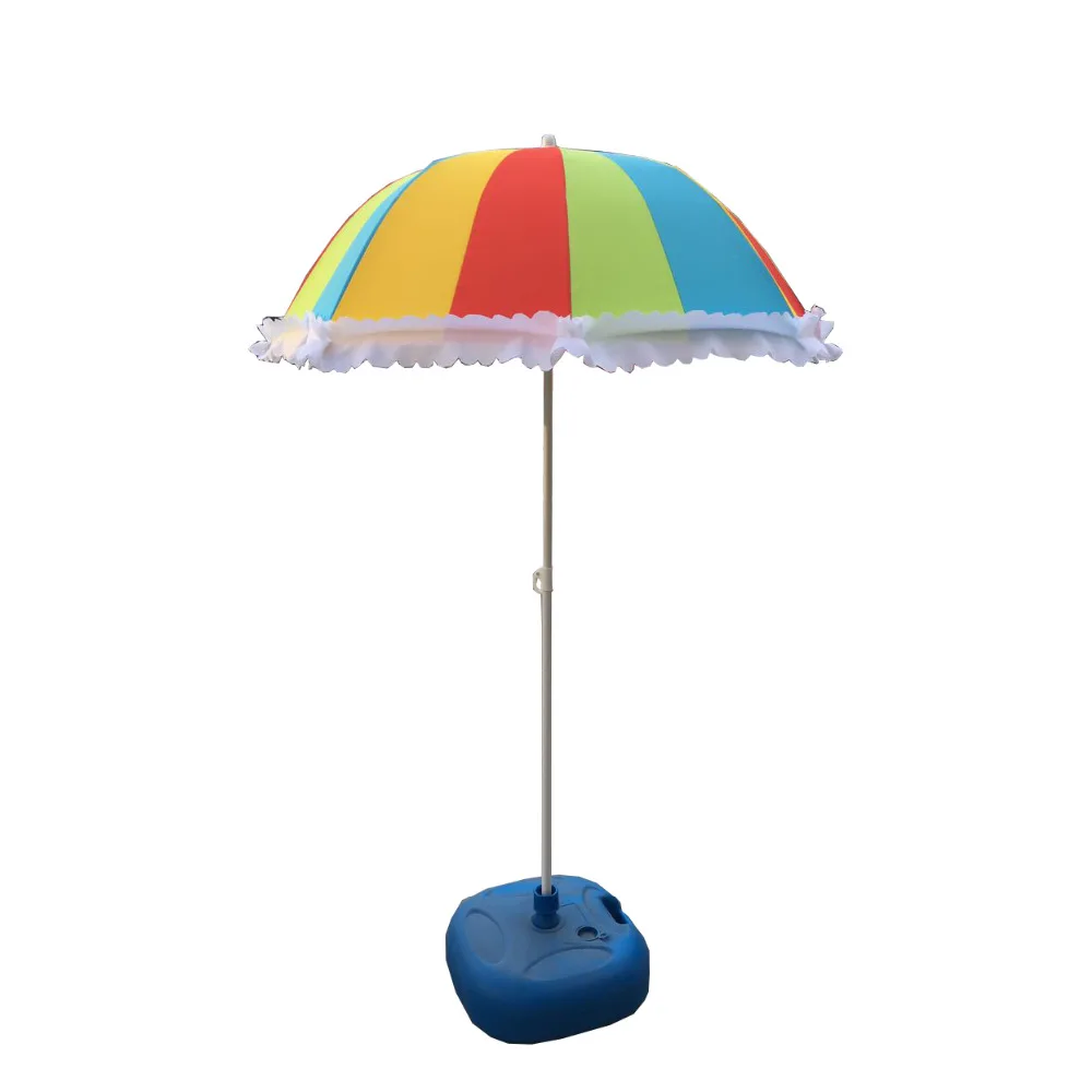 Polyester Fabric Rainbow Color Kids Beach Umbrella With Fringe Polyester Fabric Rainbow Color Kids Beach Umbrella With Fringe