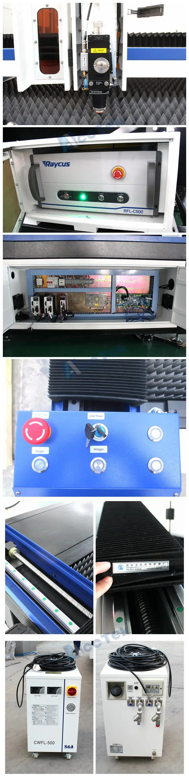 Stainless steel fiber laser cutting machine with 500w 750w fiber laser power supply