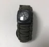 multi-function woven paracord keychain with carabiner hook fire starter compass
