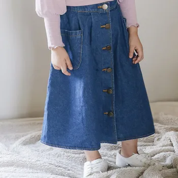 girls long jean skirts