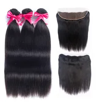 

Wholesale 8A Grade Raw Indian Hair Unprocessed Natural Straight Hair Extensions Virgin Human Hair Bundles With 13*4 Frontal