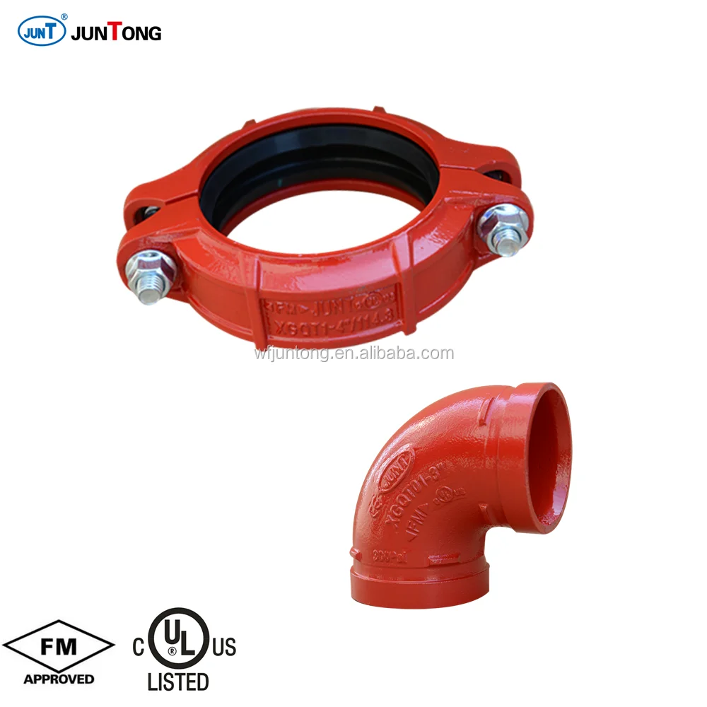 
FM UL CE approved ductile iron grooved fitting/reducer/reducing tee/flexible coupling/elbow/tee/cap 