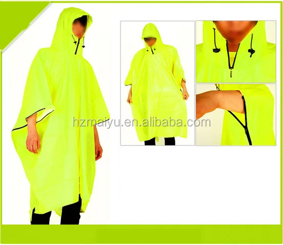 
Maiyu adult breathable 100% polyester waterproof rain poncho with sleeves 