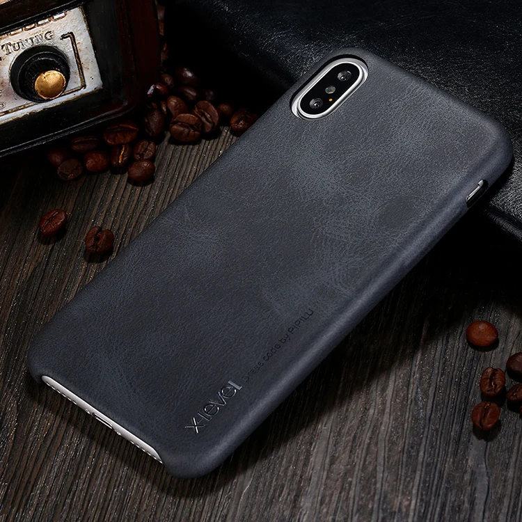 

[X-level] Free Shipping Online Wholesale Vintage PU Leather Phone Case for iPhone X, Black;light gold;dark brown;red and china red