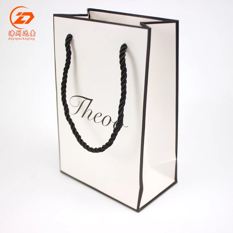 White Paper Bags With Black Border Luxury Hand Bag,Custom Printed Paper ...