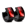 Men's and Women's Red Crystal Black Plated 316L Stainless Steel Studs Hoop Earrings