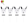4PCS Easter Bunny Cupcake Toppers Fruit Picks DIY Paper Cake Topper Sticks for Home Party Decoration PQ334