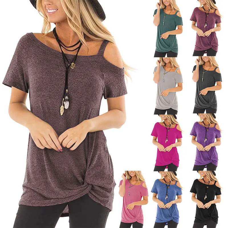 

drop shipping wholesale solid color plain ladies plus size shirts