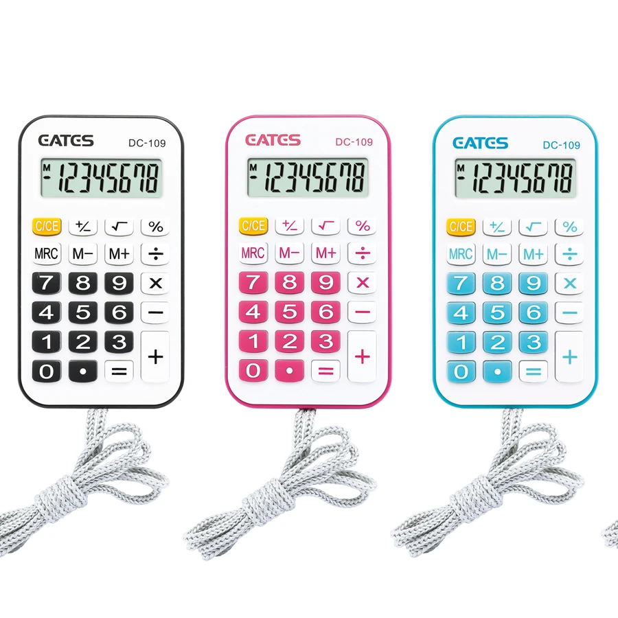 8 Digits Colorful Mini Calculator With Hang Rope Neck Hung High Quality