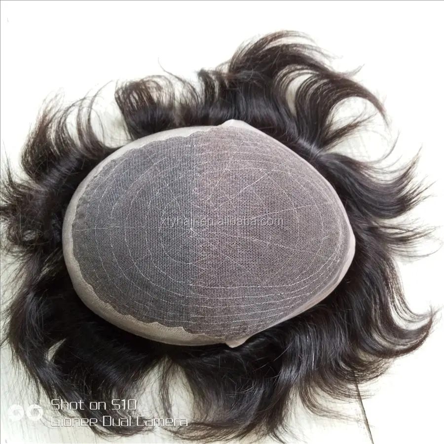 Qingdao Q6 Men Hair Toupee French Lace With Pu Back And Side Indian