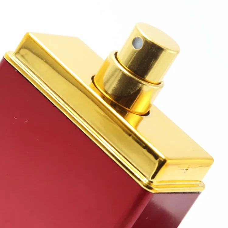 Luxury Cosmetic Square Red Empty Perfume Atomizer Bottle Aluminum Cap
