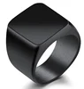 Fashion stainless steel black/gold men's rings full-gloss square solid classic ring square big width signet