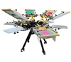 Manual 4 color/4 station rotating screen printing machine for t shirts /clothes HS440F
