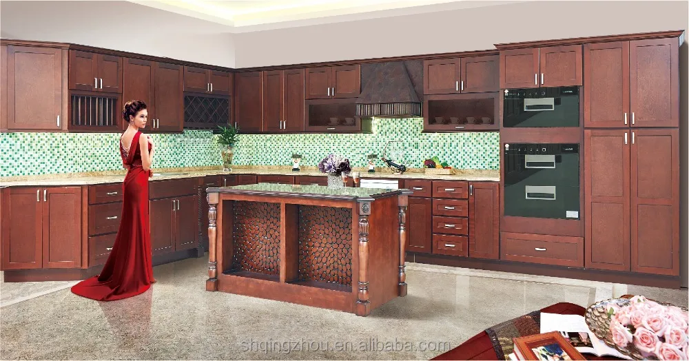 
Antique Modular Style Kitchen Cabinet Wine Rack Cabinet with Island 