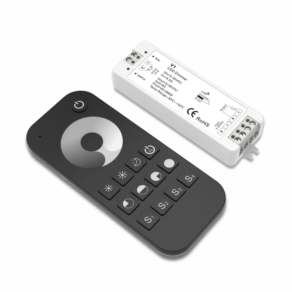 Skydance V1 + Rt1 5v 12v 24v 36v Pwm Cv Led Dimmer Of Led Strips Led Controller Pack 8a 288w 1