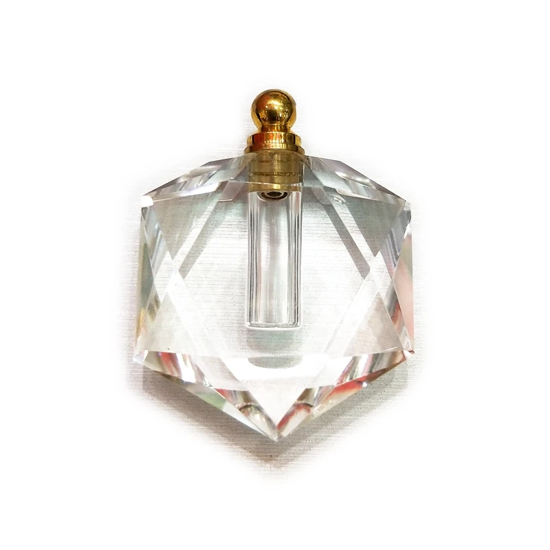 

Vintage crystal perfume bottles natural clear quartz faceted cut pendants Star of David star Hexagon Essential Oil Diffuser, Multi
